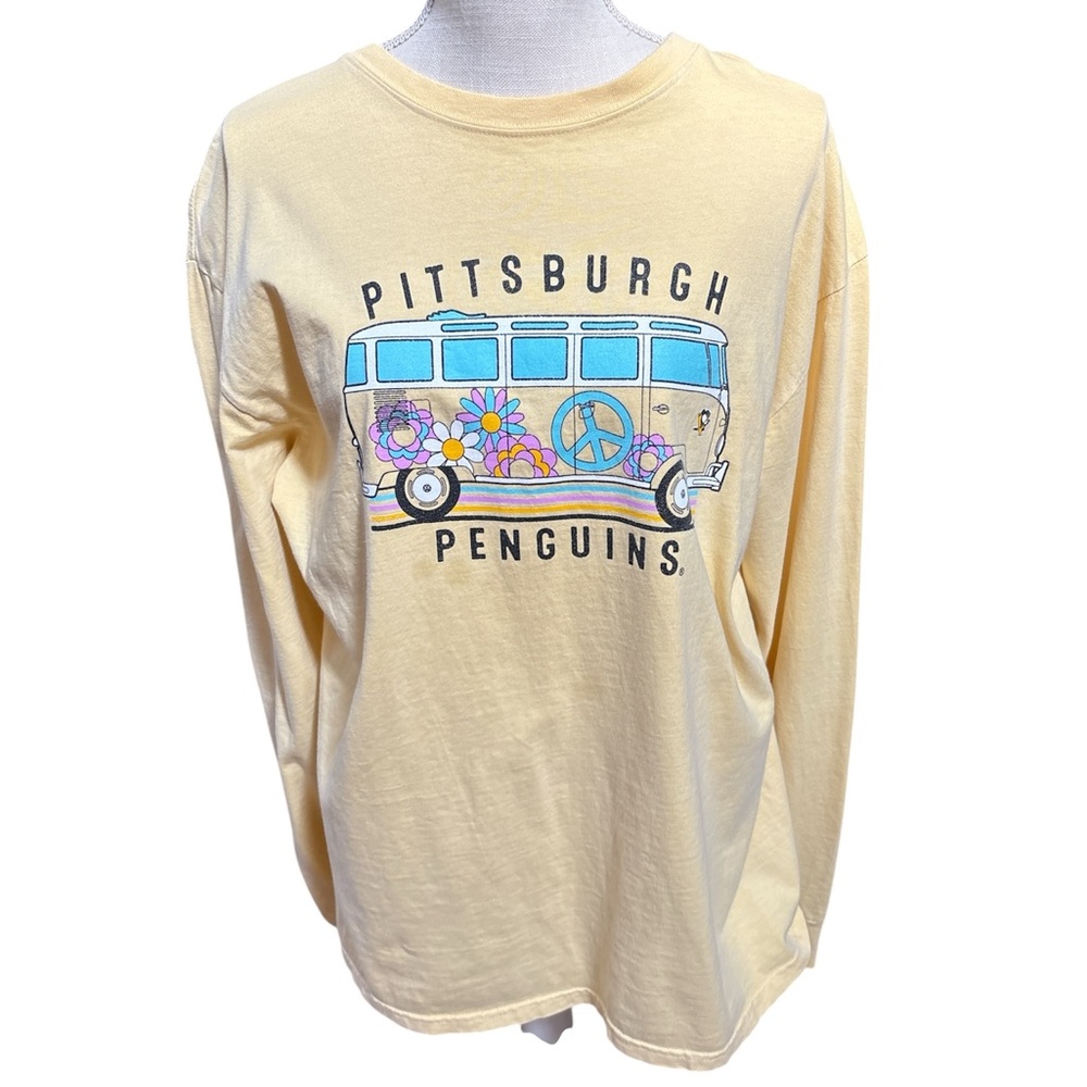 VW official Hippy Happy Bus Pittsburgh Penguin Pale Yellow Size Large